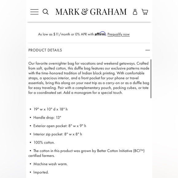 Mark and Graham Floral Quilted Tote in White Flower no monogram / embroidery - Picture 6 of 7